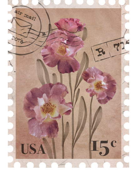Floral vintage Postage Stamp with flowers of Roses